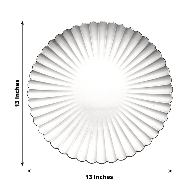 6 pcs 13" Scalloped Shell Pattern Plastic Serving Plates