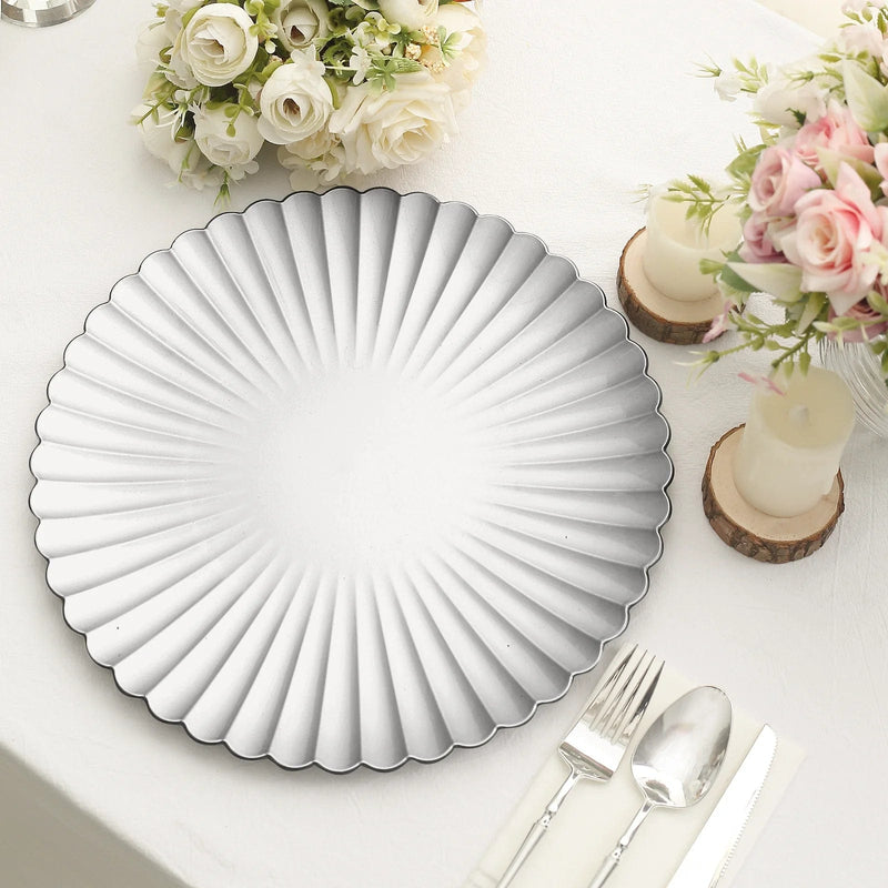 6 pcs 13" Scalloped Shell Pattern Plastic Serving Plates