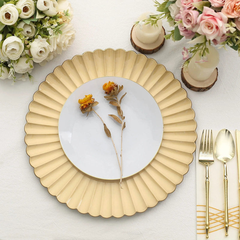 6 pcs 13" Scalloped Shell Pattern Plastic Serving Plates