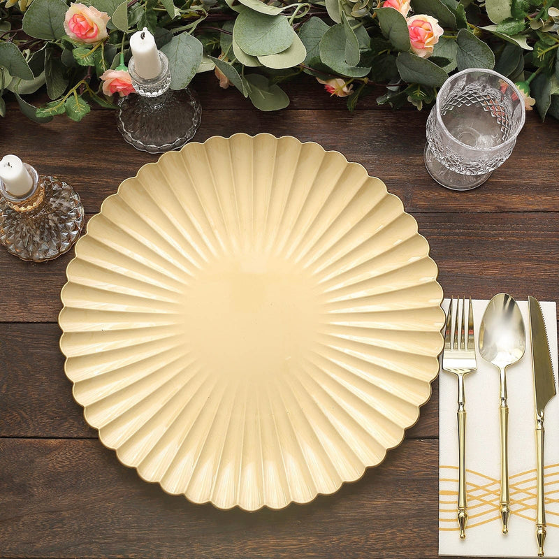 6 pcs 13" Scalloped Shell Pattern Plastic Serving Plates