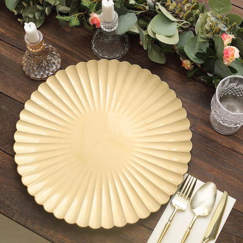 6 pcs 13" Scalloped Shell Pattern Plastic Serving Plates