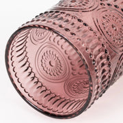 6 pcs 14 oz Glass Tumblers with Embossed Vintage Floral Pattern