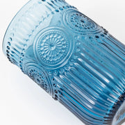 6 pcs 14 oz Glass Tumblers with Embossed Vintage Floral Pattern