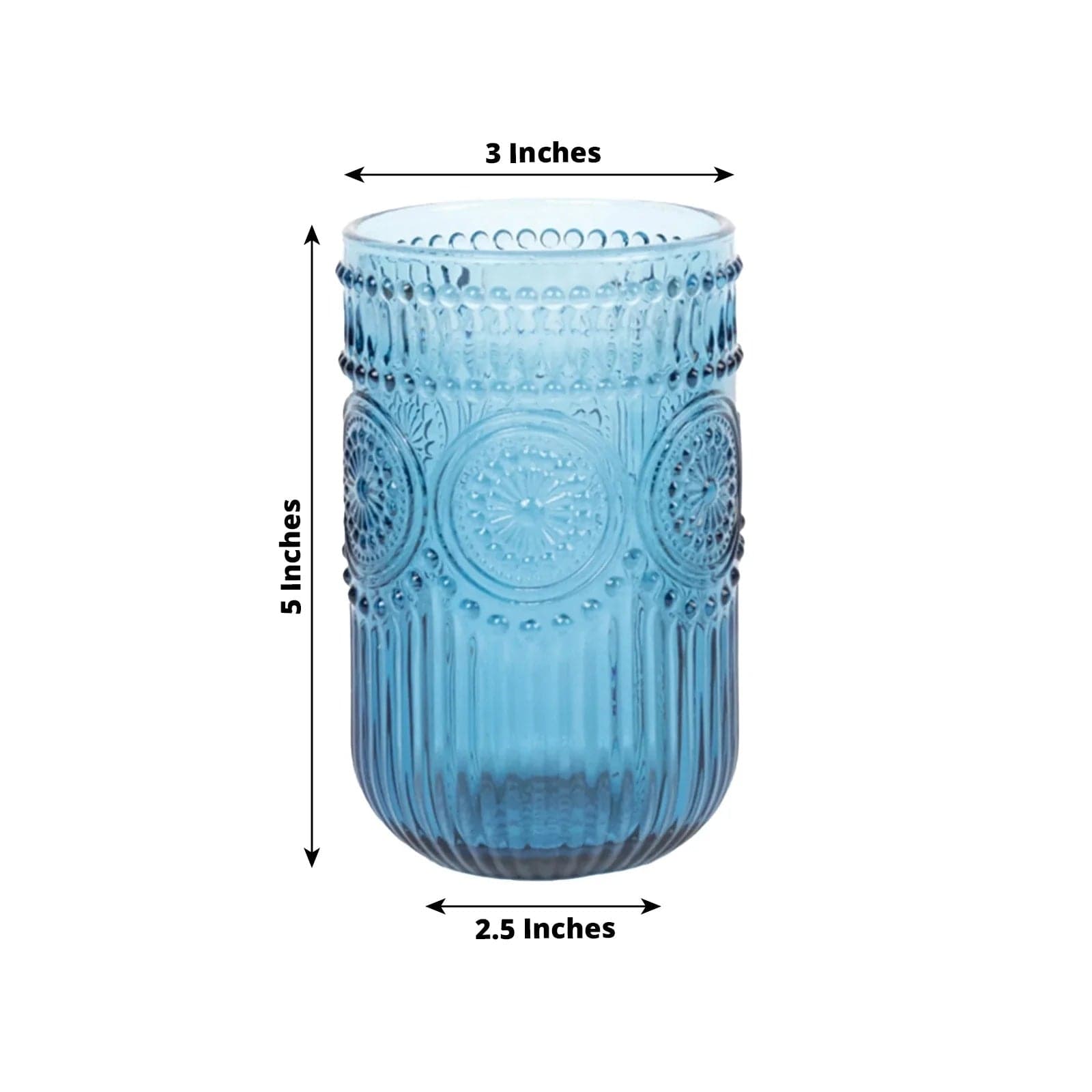6 pcs 14 oz Glass Tumblers with Embossed Vintage Floral Pattern
