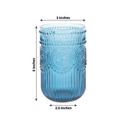 6 pcs 14 oz Glass Tumblers with Embossed Vintage Floral Pattern