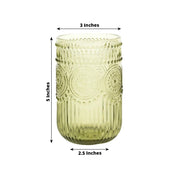 6 pcs 14 oz Glass Tumblers with Embossed Vintage Floral Pattern