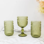 6 pcs 14 oz Glass Tumblers with Embossed Vintage Floral Pattern