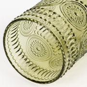 6 pcs 14 oz Glass Tumblers with Embossed Vintage Floral Pattern