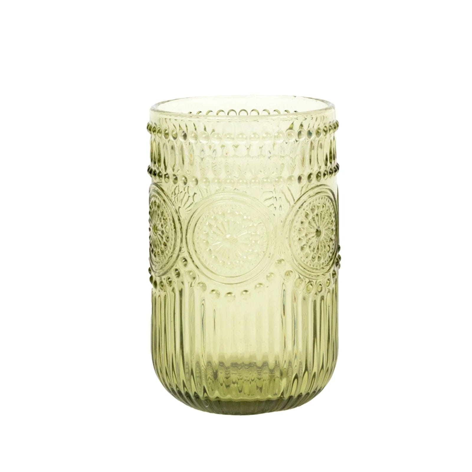 6 pcs 14 oz Glass Tumblers with Embossed Vintage Floral Pattern GLAS_CUCT005_14_DSG