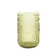 6 pcs 14 oz Glass Tumblers with Embossed Vintage Floral Pattern GLAS_CUCT005_14_DSG