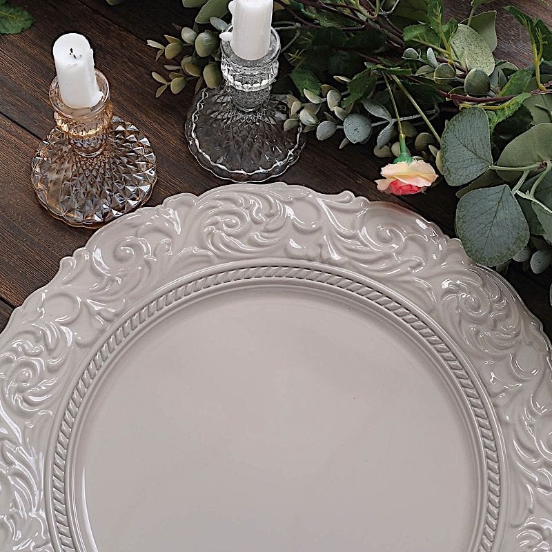 6 pcs 14" Round Baroque Metallic Charger Plates