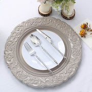 6 pcs 14" Round Baroque Metallic Charger Plates