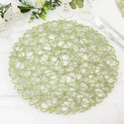 6 pcs 15" wide Round Metallic String Placemats