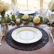6 pcs 15" wide Round Metallic String Placemats
