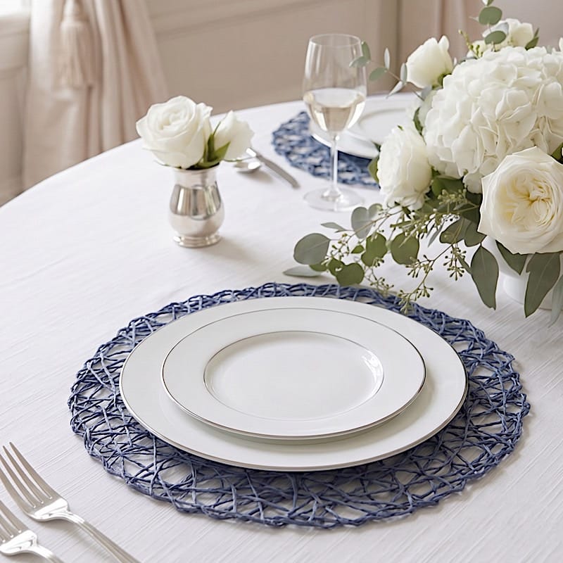 6 pcs 15" wide Round Metallic String Placemats