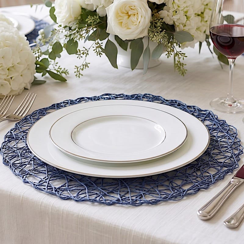 6 pcs 15" wide Round Metallic String Placemats