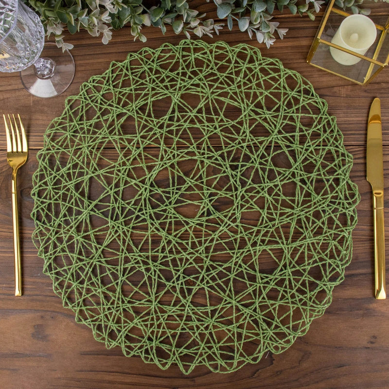6 pcs 15" wide Round Metallic String Placemats