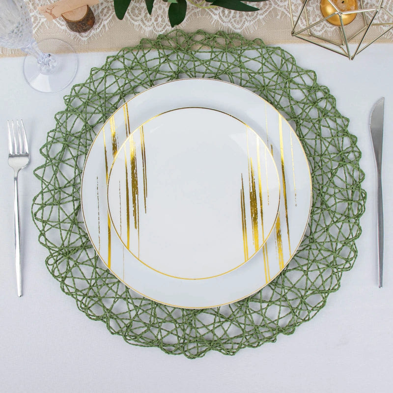 6 pcs 15" wide Round Metallic String Placemats