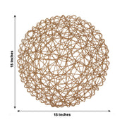 6 pcs 15" wide Round Metallic String Placemats