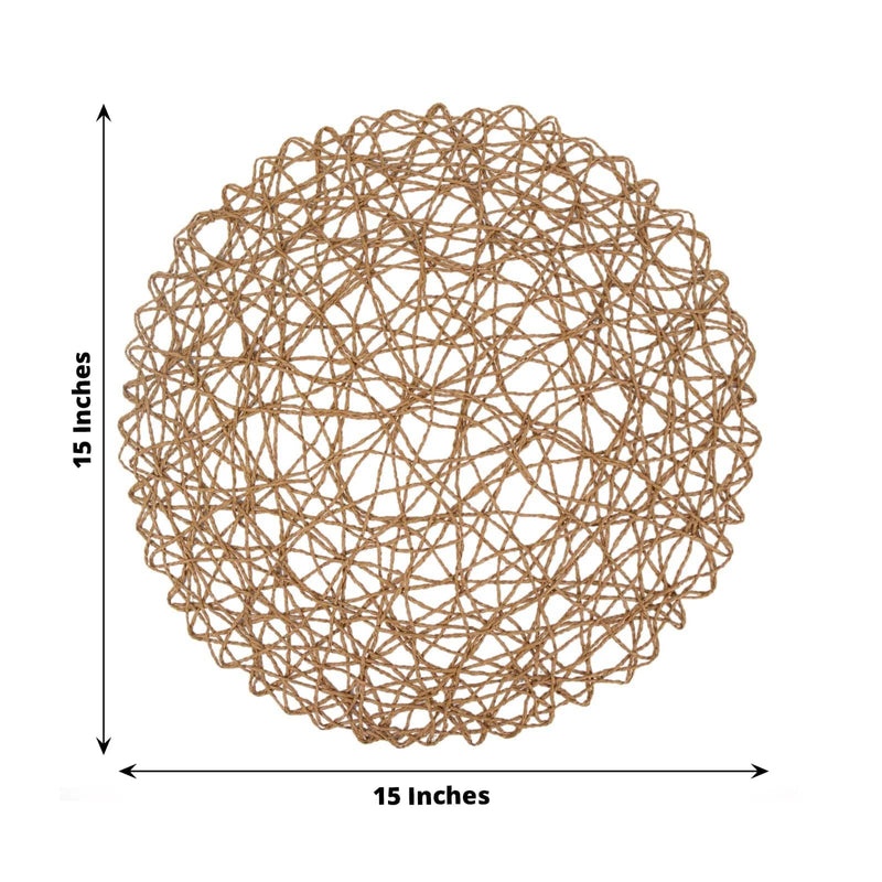 6 pcs 15" wide Round Metallic String Placemats