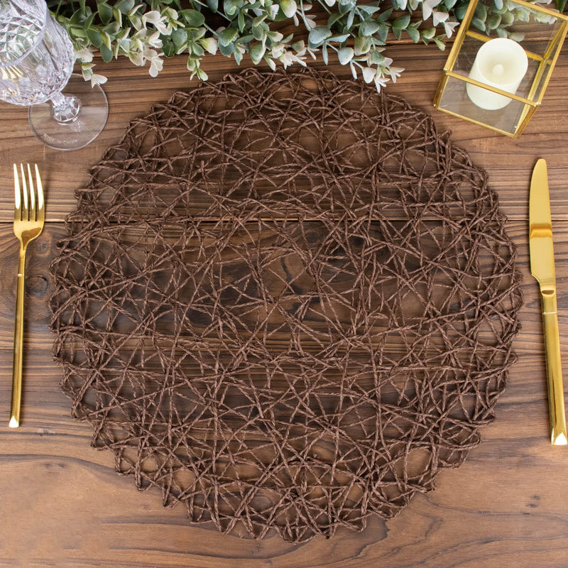 6 pcs 15" wide Round Metallic String Placemats