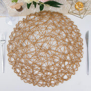 6 pcs 15" wide Round Metallic String Placemats