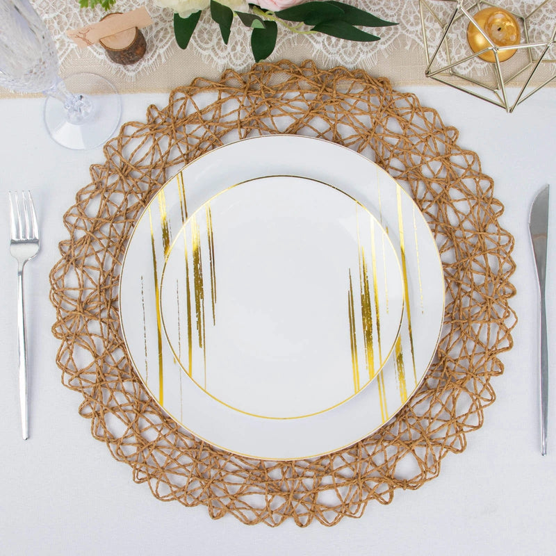 6 pcs 15" wide Round Metallic String Placemats