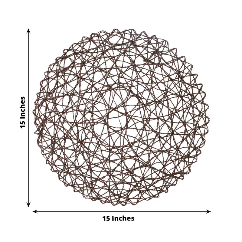 6 pcs 15" wide Round Metallic String Placemats