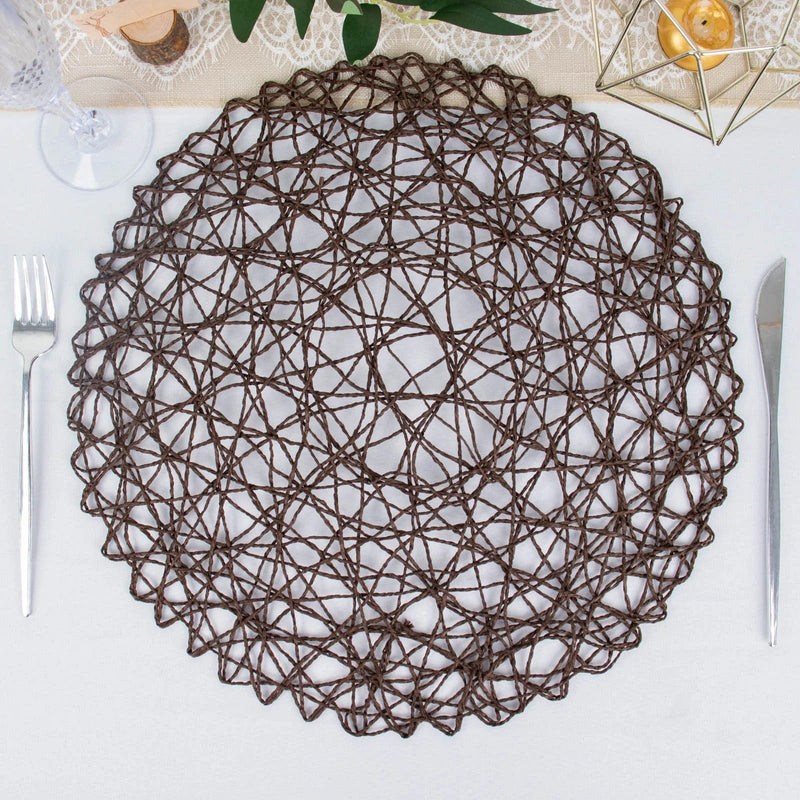 6 pcs 15" wide Round Metallic String Placemats