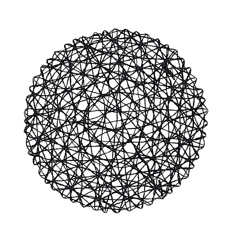 6 pcs 15" wide Round Metallic String Placemats PLMAT_METR01_BLK