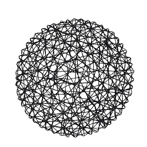 6 pcs 15" wide Round Metallic String Placemats PLMAT_METR01_BLK