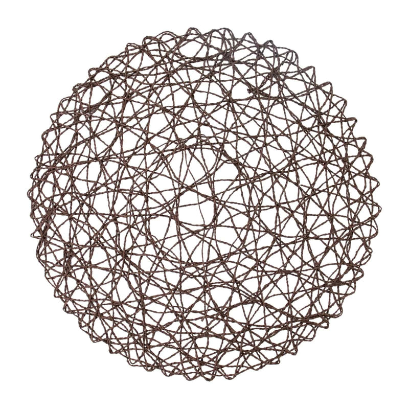 6 pcs 15" wide Round Metallic String Placemats PLMAT_METR01_BRN