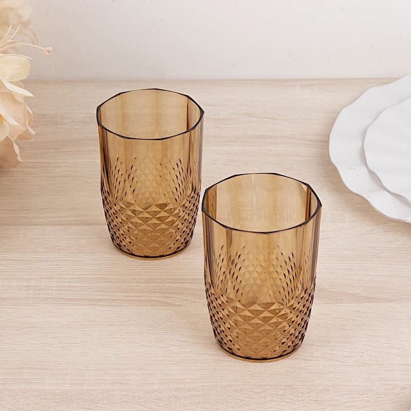 6 pcs 16 oz Crystal Cut Plastic Drinking Glasses - Disposable Tableware