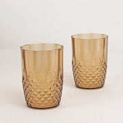 6 pcs 16 oz Crystal Cut Plastic Drinking Glasses - Disposable Tableware