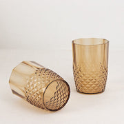 6 pcs 16 oz Crystal Cut Plastic Drinking Glasses - Disposable Tableware