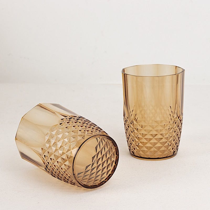 6 pcs 16 oz Crystal Cut Plastic Drinking Glasses - Disposable Tableware