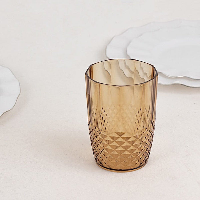 6 pcs 16 oz Crystal Cut Plastic Drinking Glasses - Disposable Tableware