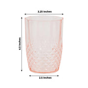6 pcs 16 oz Crystal Cut Plastic Drinking Glasses Tumblers - Disposable Tableware