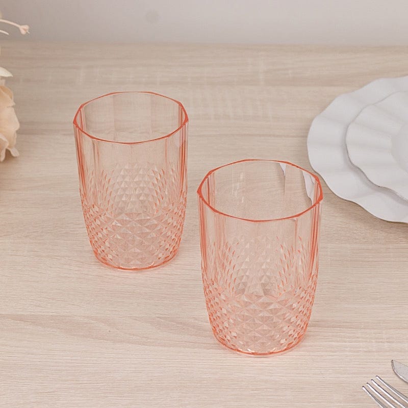6 pcs 16 oz Crystal Cut Plastic Drinking Glasses Tumblers - Disposable Tableware