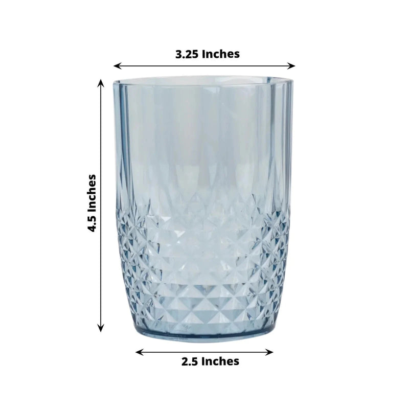 6 pcs 16 oz Crystal Cut Plastic Drinking Glasses Tumblers - Disposable Tableware