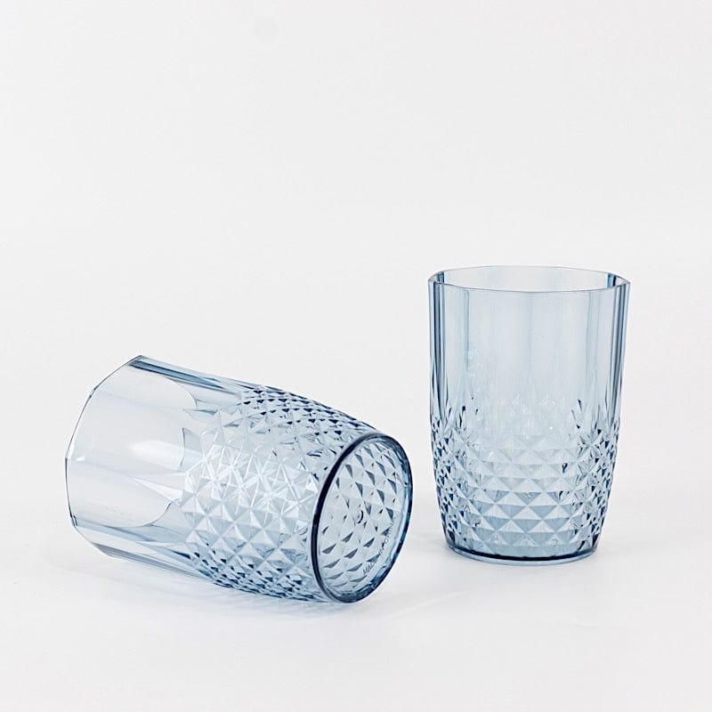 6 pcs 16 oz Crystal Cut Plastic Drinking Glasses Tumblers - Disposable Tableware