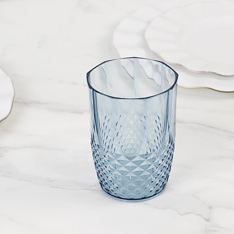 6 pcs 16 oz Crystal Cut Plastic Drinking Glasses Tumblers - Disposable Tableware