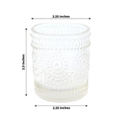 6 pcs 2.5" Glass Votive Candle Holders with Primrose Design - Clear CAND_HOLD_009_S_CLR