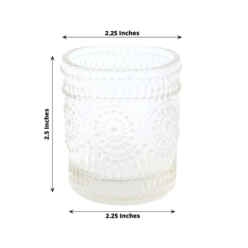 6 pcs 2.5" Glass Votive Candle Holders with Primrose Design - Clear CAND_HOLD_009_S_CLR