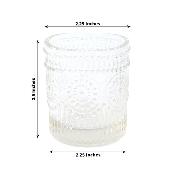 6 pcs 2.5" Glass Votive Candle Holders with Primrose Design - Clear CAND_HOLD_009_S_CLR