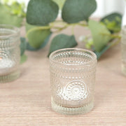 6 pcs 2.5" Glass Votive Candle Holders with Primrose Design - Clear CAND_HOLD_009_S_CLR