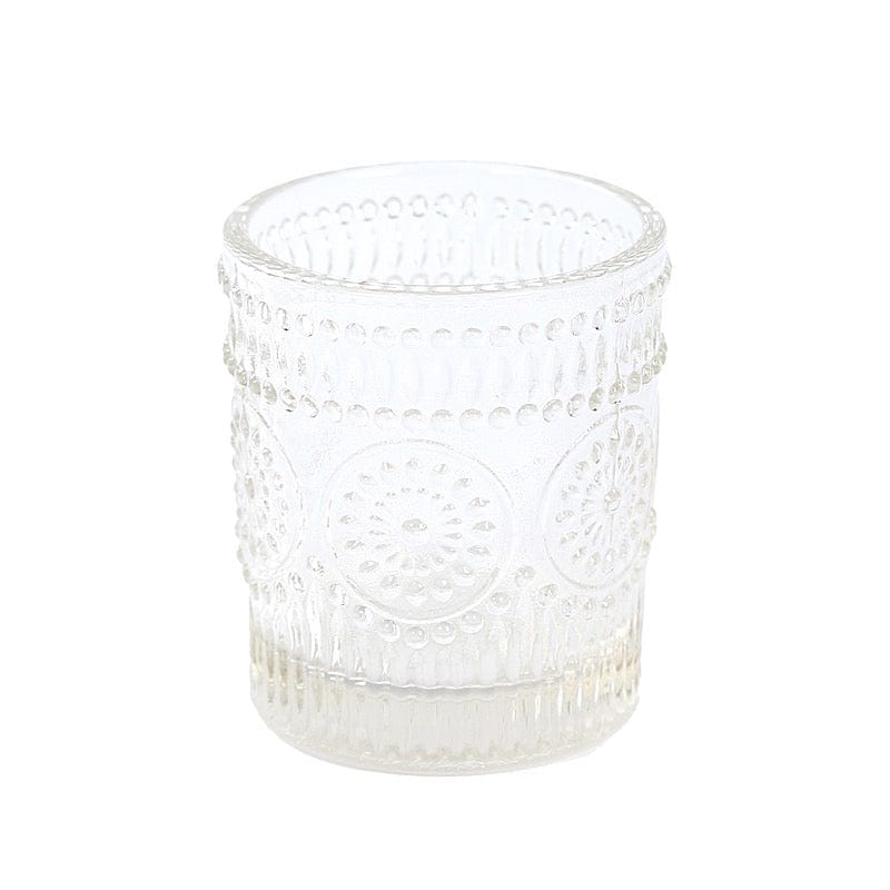 6 pcs 2.5" Glass Votive Candle Holders with Primrose Design - Clear CAND_HOLD_009_S_CLR