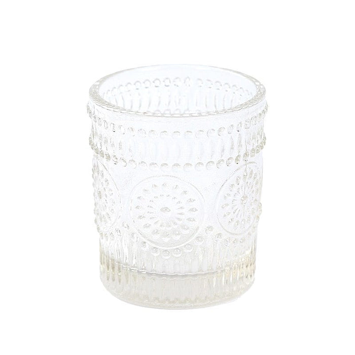 6 pcs 2.5" Glass Votive Candle Holders with Primrose Design - Clear CAND_HOLD_009_S_CLR