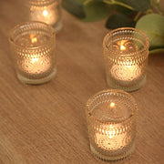 6 pcs 2.5" Glass Votive Candle Holders with Primrose Design - Clear CAND_HOLD_009_S_CLR
