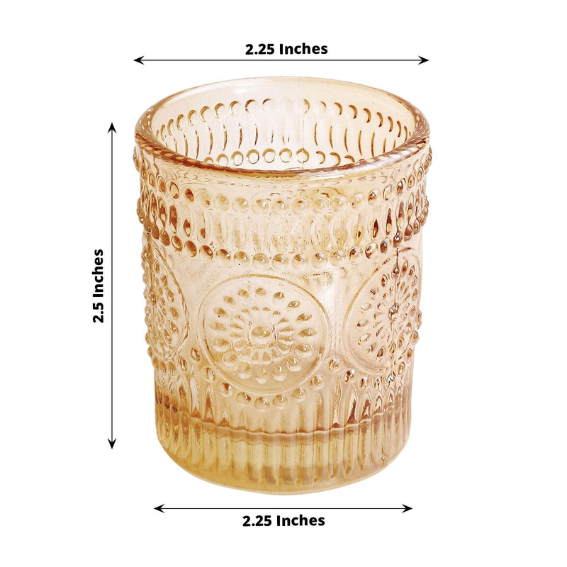 6 pcs 2.5" Mercury Glass Votive Candle Holders with Primrose Design